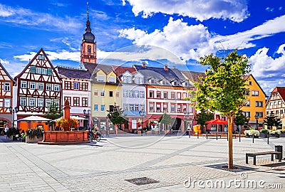 Tauberbischofsheim, Germany. Romantic Road chargmin small town, Baden Wurttemberg Stock Photo