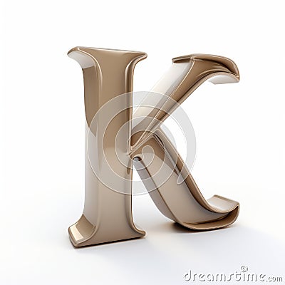 Taupe 3d Cartoon Letter K On White Background Stock Photo