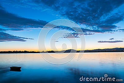 Tauranga glorious sunrise blue and golden hues. Stock Photo