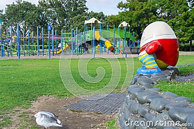 Tauranga Memorial Park Childrens Playground deserted as people are ordered to stay home during covid-19 lockdown Editorial Stock Photo