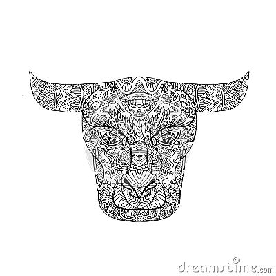 Taurus Bull Head Mandala Stock Photo