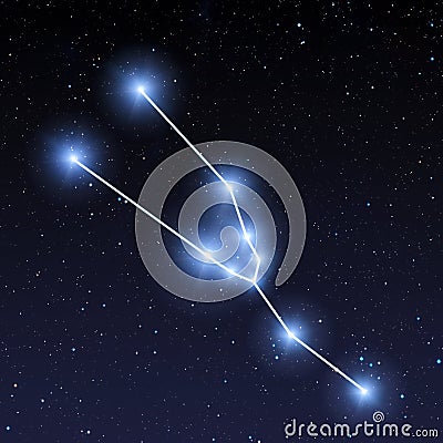 Taurus constellation map in starry sky Stock Photo