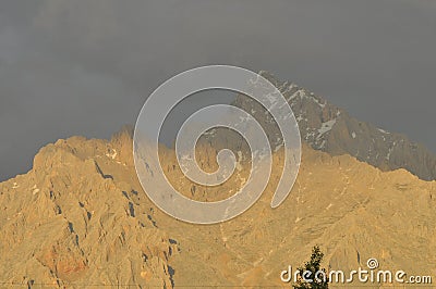 Taurus Mountains on the background of sky. Vertices covered with snow. Tourism Stock Photo