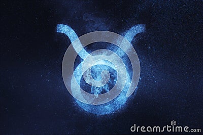 Taurus Zodiac Sign. Abstract night sky background Stock Photo