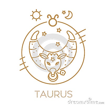 Taurus zodiac sign, logo, tattoo or illustration. Food horoscope Vector Illustration