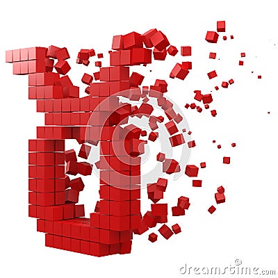 Taurus zodiac sign shaped data block. version with red cubes. 3d pixel style vector illustration Vector Illustration