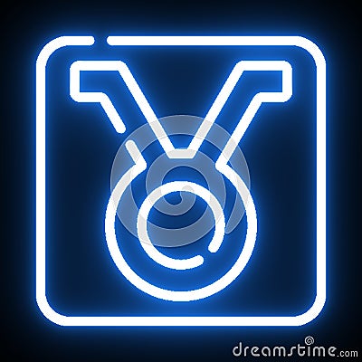 Taurus zodiacal sign glowing neon blue symbol, outlined Stock Photo
