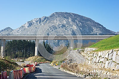 Tav viaduct construction in basque country Stock Photo