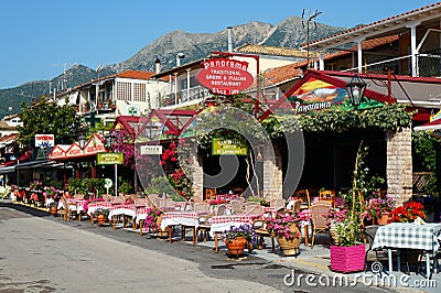 Tavernas, Nidri, Lefkada, Greece Editorial Stock Photo