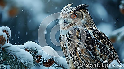 Tawny Owl snow Stock Photo