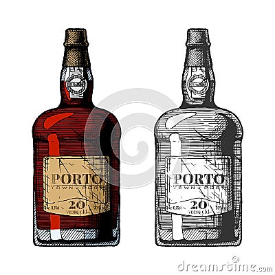 Tawny Port, 20 years old Vector Illustration