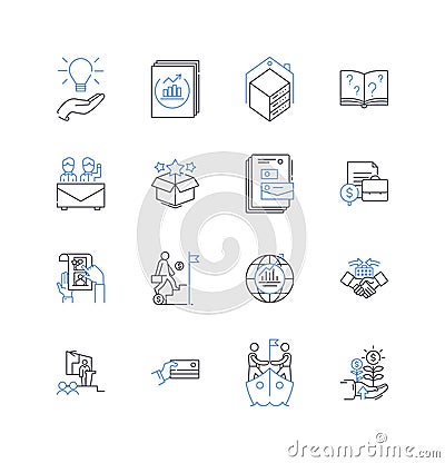 Tax benefits line icons collection. Deductions, Credits, Exemptions, Savings, Refunds, Incentives, Deferrals vector and Vector Illustration