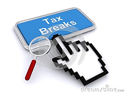 Tax breaks button Cartoon Illustration