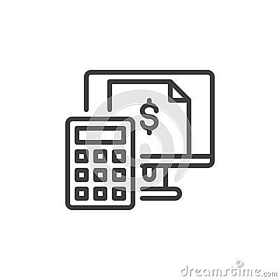 Tax calculation line icon Vector Illustration