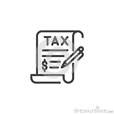 Tax contract signature outline icon Vector Illustration