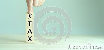 Tax cuts, tax reduction concept. Tax relief for individuals or businesses experiencing financial hardship, economic crisis, Stock Photo