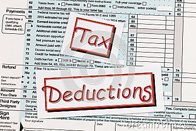 Tax deductions business finance income accounting federal form wealth management Stock Photo
