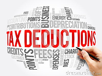 Tax Deductions word cloud collage Stock Photo