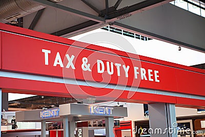 Tax and duty free logo sign Editorial Stock Photo