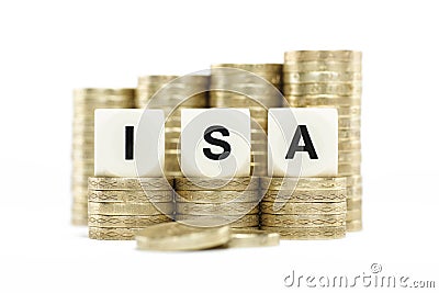 ISA (Individual Savings Account) on gold coins on Stock Photo