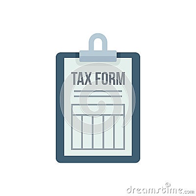 Tax form clipboard icon flat isolated vector Cartoon Illustration