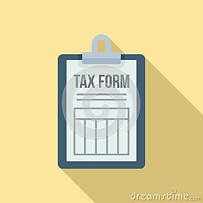 Tax form clipboard icon, flat style Vector Illustration