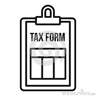 Tax form clipboard icon, outline style Vector Illustration