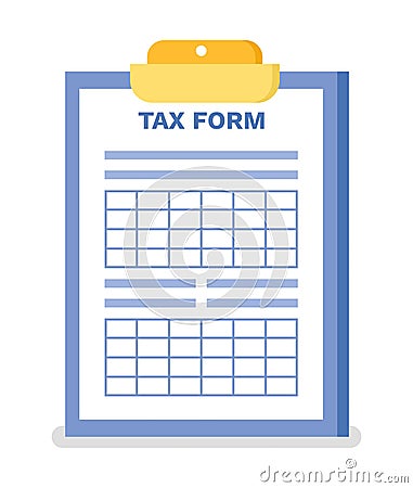 Tax Form Clipboard with Table and Empty Space Vector Illustration