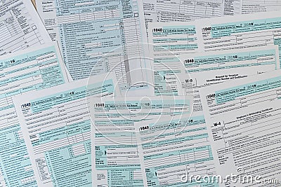 1040 tax form close up on desk. tax time. taxes concept Editorial Stock Photo