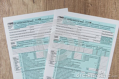 1040 tax form close up on desk. tax time. taxes concept Editorial Stock Photo