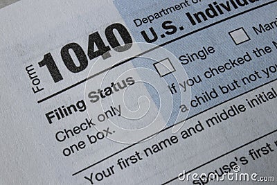 1040 Tax forms from the IRS. Form 1040 is used by U.S. taxpayers to file an annual income tax return Editorial Stock Photo