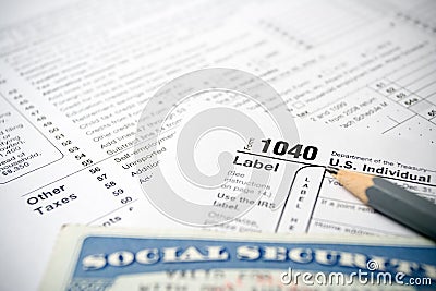 Tax forms and Social Security Card Editorial Stock Photo