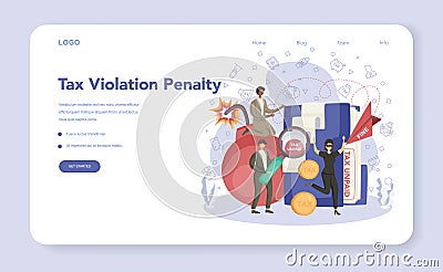 Tax inspector web banner or landing page. Idea of accounting Vector Illustration