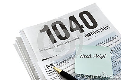 Tax instructions, form and sticker. Editorial Stock Photo