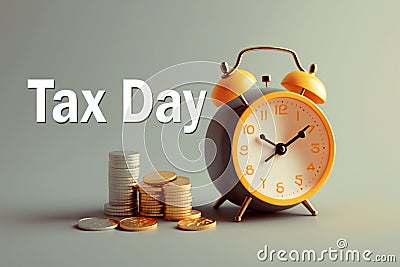 Tax pay day flat concept illustration icons. Clipboard Tax day coin money Cartoon Illustration