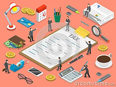 Tax payment flat isometric vector concept. Vector Illustration