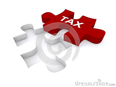 Tax red puzzle piece Stock Photo