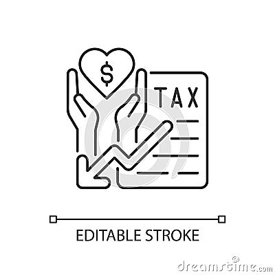 Tax reduction for charity linear icon Vector Illustration
