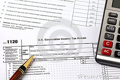 Corporation income tax form 1120. Editorial Stock Photo