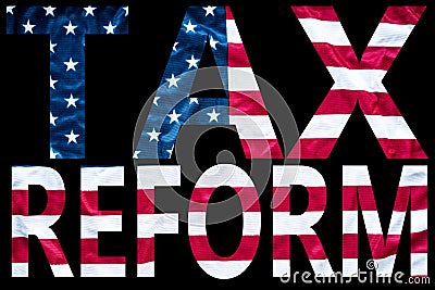 Tax reform letters on flag Stock Photo