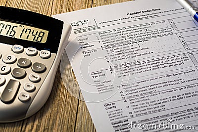 Tax reform planning concept with tax preparation forms for standard deductions Editorial Stock Photo