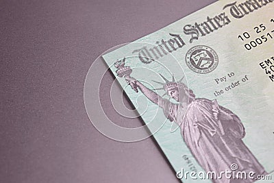 Tax Refund Check from the United States Treasury Stock Photo