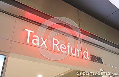 Tax refund sign airport Stock Photo
