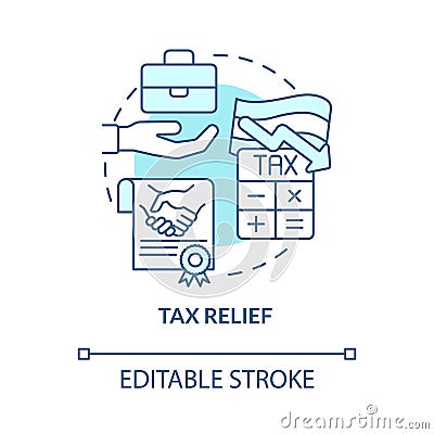 Tax relief turquoise concept icon Vector Illustration