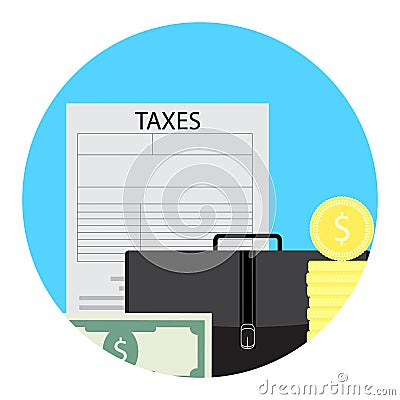 Tax return icon flat style Vector Illustration