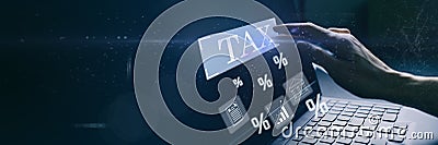 Tax return income and expenses data analysis finance Stock Photo