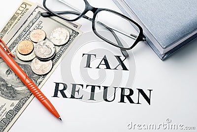 Tax return papers Stock Photo