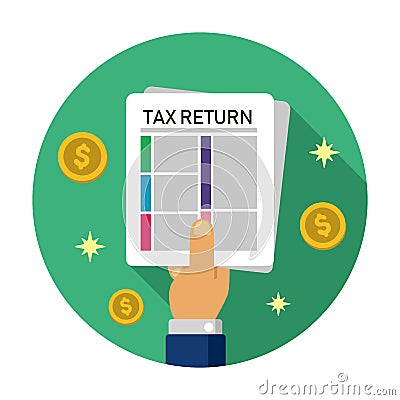 Tax return, submit tax document, tax form / cirlce banner Vector Illustration