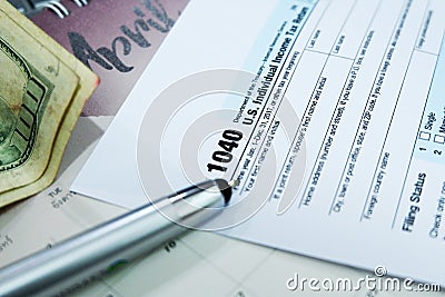 Tax Season: 1040 U.S. Individual Income Tax Return Form Horizontal - image Editorial Stock Photo