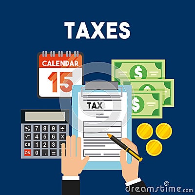 Tax time flat icons Vector Illustration